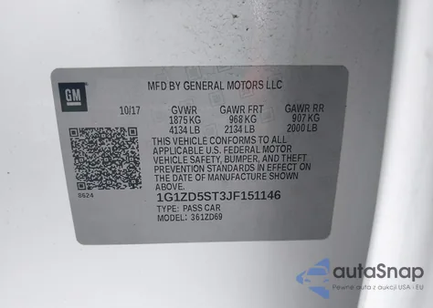 2018 Chevrolet Malibu Lt из США, поврежденный, VIN 1G1ZD5ST3JF151146